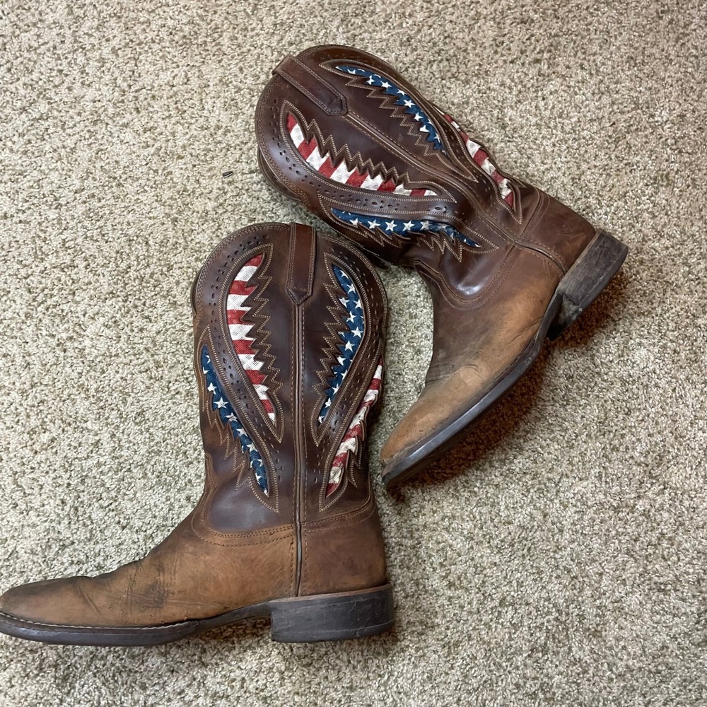 Ariat Sport Patriot Mens American Flag Cowboy Boots Brown Leather Western